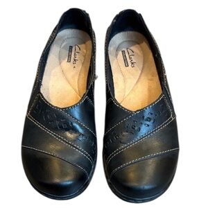 Clarks Evianna Slip On Loafers Women’s 6 Black Casual Comfort Shoes